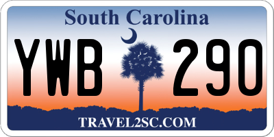 SC license plate YWB290