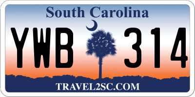SC license plate YWB314