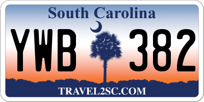 SC license plate YWB382