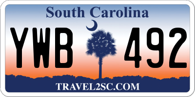 SC license plate YWB492