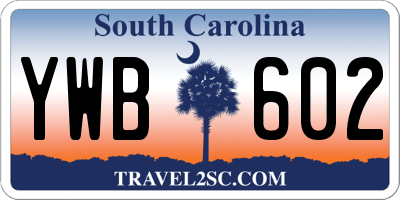 SC license plate YWB602