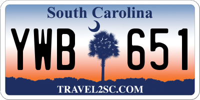 SC license plate YWB651