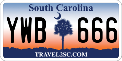 SC license plate YWB666