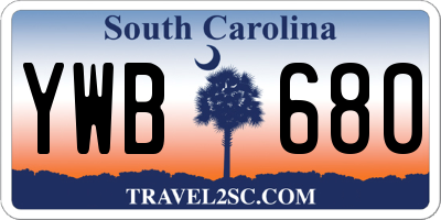SC license plate YWB680