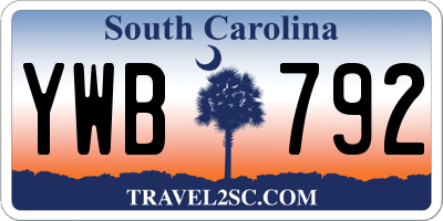 SC license plate YWB792