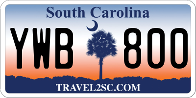 SC license plate YWB800