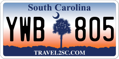 SC license plate YWB805