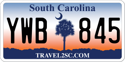 SC license plate YWB845