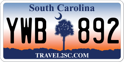 SC license plate YWB892