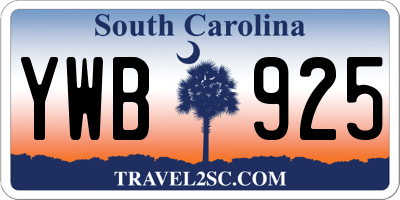 SC license plate YWB925