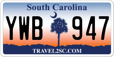 SC license plate YWB947
