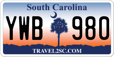 SC license plate YWB980