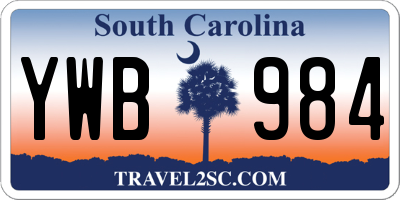 SC license plate YWB984