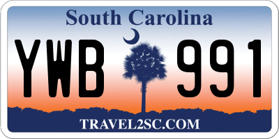 SC license plate YWB991