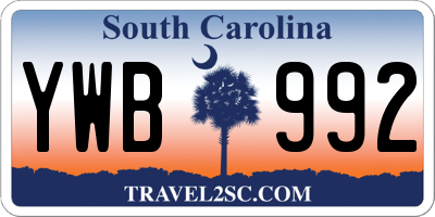 SC license plate YWB992
