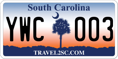 SC license plate YWC003