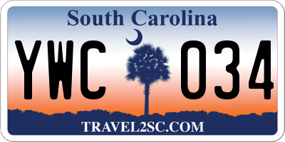 SC license plate YWC034