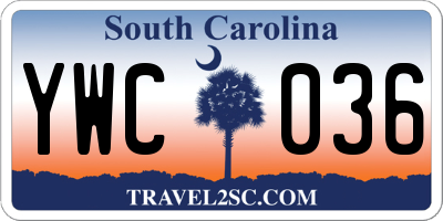 SC license plate YWC036