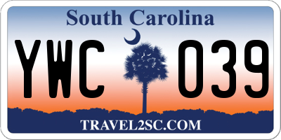 SC license plate YWC039