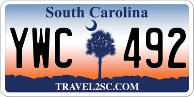 SC license plate YWC492