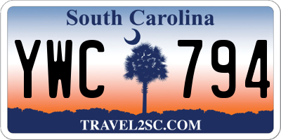SC license plate YWC794