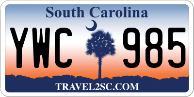 SC license plate YWC985