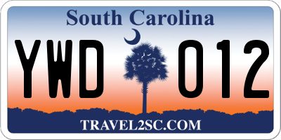 SC license plate YWD012