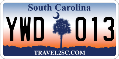 SC license plate YWD013