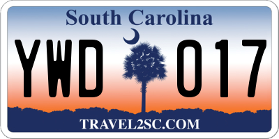 SC license plate YWD017