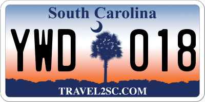 SC license plate YWD018