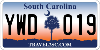 SC license plate YWD019