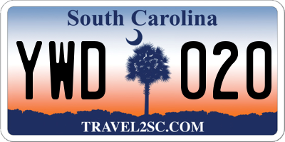 SC license plate YWD020