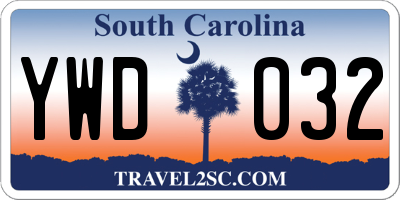 SC license plate YWD032