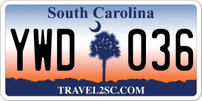SC license plate YWD036
