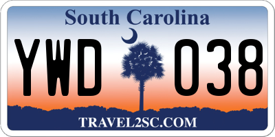 SC license plate YWD038