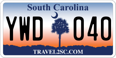 SC license plate YWD040