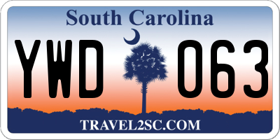 SC license plate YWD063