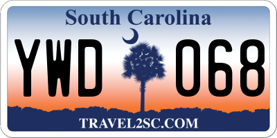 SC license plate YWD068