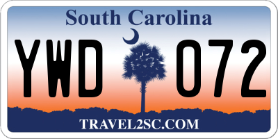 SC license plate YWD072