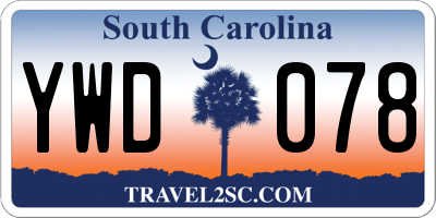 SC license plate YWD078