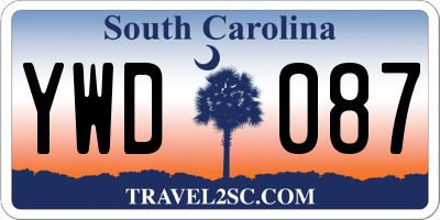SC license plate YWD087