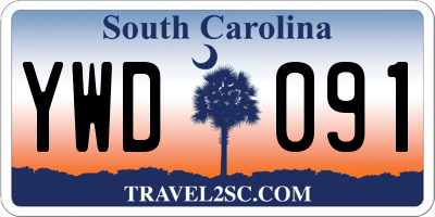 SC license plate YWD091