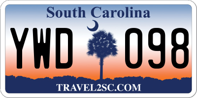 SC license plate YWD098