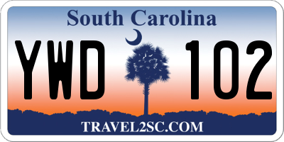 SC license plate YWD102
