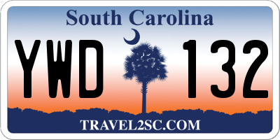 SC license plate YWD132