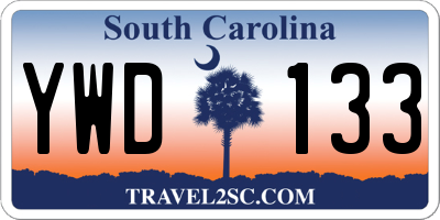 SC license plate YWD133