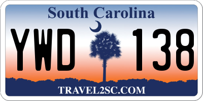 SC license plate YWD138