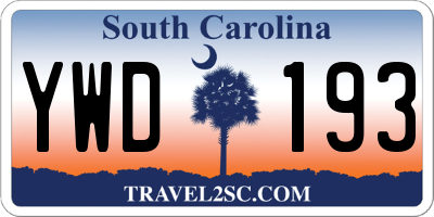 SC license plate YWD193