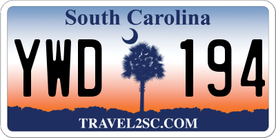 SC license plate YWD194