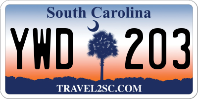SC license plate YWD203